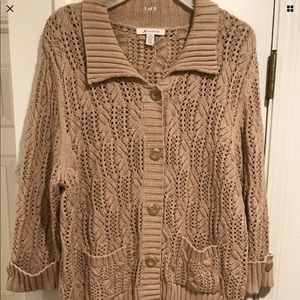JM Collection xl camel cardigan sweater
